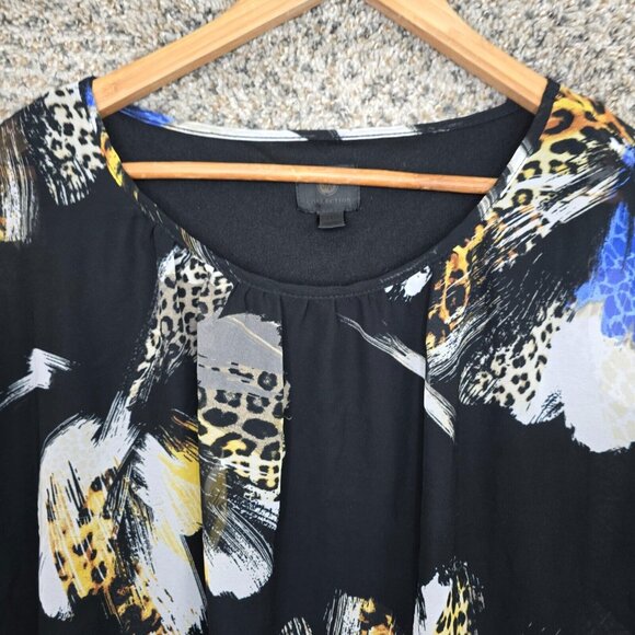 JM Collection Top Womens Small Black Flutter Sleeve Floral Print‎ Blouse Ladies - Picture 4 of 7